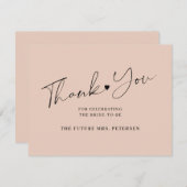スクリプトエレガントブライダルシャワー赤面 サンキューカード (正面/裏面)