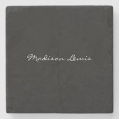 スクリプトエレガントプレーン黒名書道 ストーンコースター (正面)