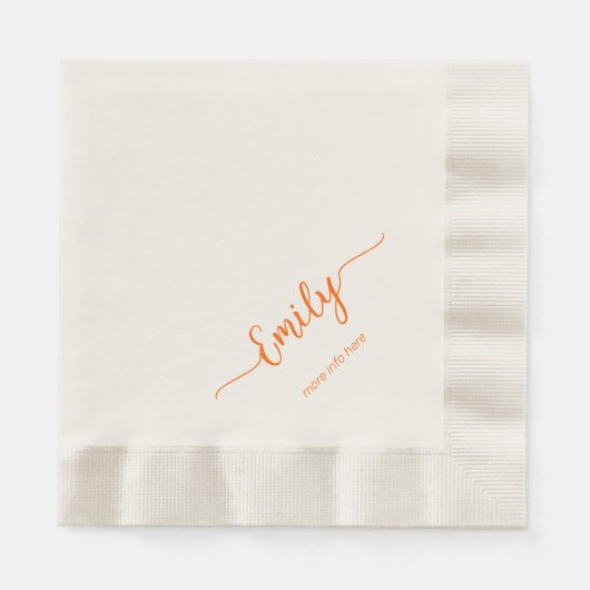 スクリプトエレガントベージュ色 縁ありランチョンナプキン (正面)