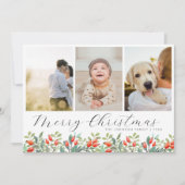 スクリプトエレガントボタニカルクリスマスフォトコラージュ シーズンカード (正面)