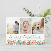スクリプトエレガントボタニカルクリスマスフォトコラージュ シーズンカード (スタンド正面)