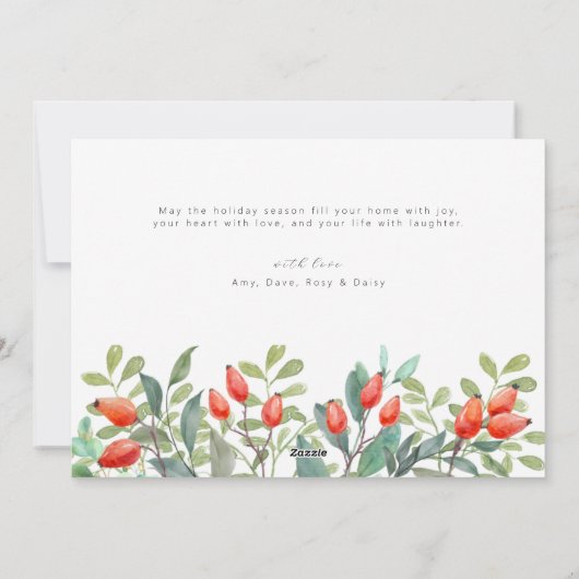 スクリプトエレガントボタニカルクリスマスフォトコラージュ シーズンカード (裏面)