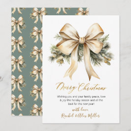 スクリプトエレガントボタニカル弓ノンフォトクリスマス シーズンカード