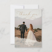 スクリプトエレガントボタニカル2フォトオーバーレイ結婚ズ サンキューカード (正面)