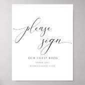 スクリプトエレガントポートレートの結婚ゲストブック記号 ポスター (正面)
