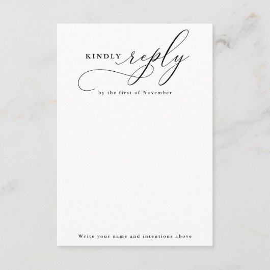 スクリプトエレガントミニマル編集可能な返信RSVPカード エンクロージャーカード (正面)