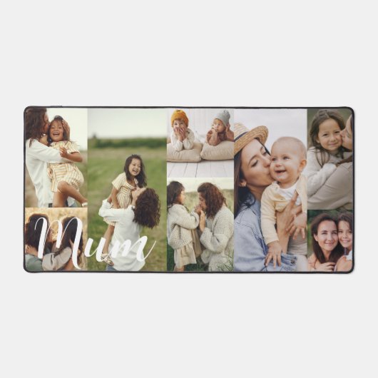 スクリプトエレガントムフォトグリッドレイアウトパーソナライズされた デスクマット (正面)