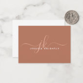 スクリプトエレガントモノグラムイニシャル名Terracotta ノートカード (正面/裏面インサイチュ)