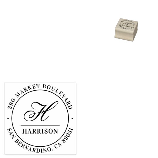 スクリプトエレガントモノグラムファミリ名差出人住所 ラバースタンプ (押印)