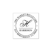 スクリプトエレガントモノグラムファミリ名差出人住所 ラバースタンプ (インプリント)