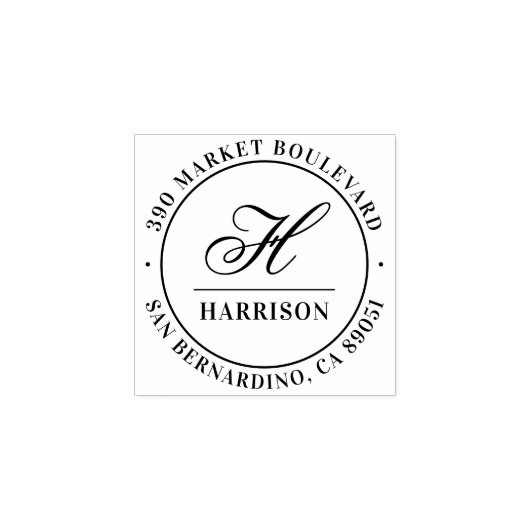 スクリプトエレガントモノグラムファミリ名差出人住所 ラバースタンプ (インプリント)