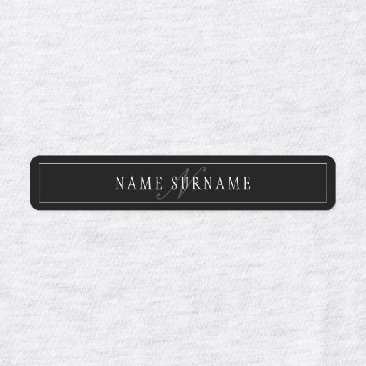 スクリプトエレガントモノグラム編集可能ブラックグレーホワイト ラベル (デザイン2)