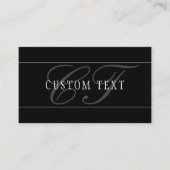 スクリプトエレガントモノグラム編集可能ブラックグレーホワイト 名刺 (正面)