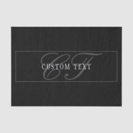 スクリプトエレガントモノグラム編集可能ブラックグレーホワイト 薄葉紙