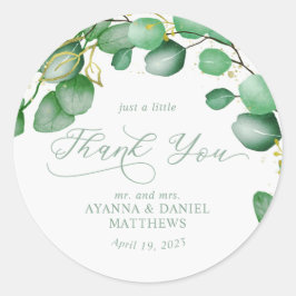 スクリプトエレガントユーカリの緑ありがとう ラウンドシール