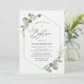 スクリプトエレガントユーカリプタスフレームバプテスマ 招待状 (スタンド正面)