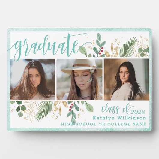 スクリプトエレガントユーカリプタス緑のグラデーション3写真 フォトプラーク (正面)