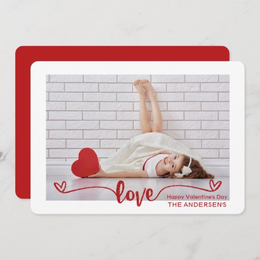 スクリプトエレガントラブハートバレンタインデーの写真 シーズンカード (正面/裏面)