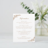 スクリプトエレガントヴィンテージオリーブリーフ結婚の詳細 招待状 (スタンド正面)