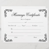 スクリプトエレガントヴィンテージコーナー婚姻証明書 (正面/裏面)