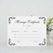 スクリプトエレガントヴィンテージコーナー婚姻証明書 (スタンド正面)