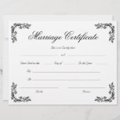 スクリプトエレガントヴィンテージコーナー婚姻証明書 (正面)