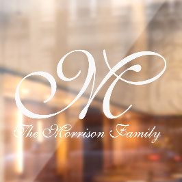 スクリプトエレガント名とモノグラムのウィンドウの固定 ウィンドウサイン