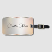 スクリプトエレガント名シルバーテンプレートタイポグラフィ ラゲッジタグ (正面横)
