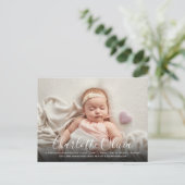 スクリプトエレガント名ベビーフォト誕生 案内ポストカード (スタンド正面)