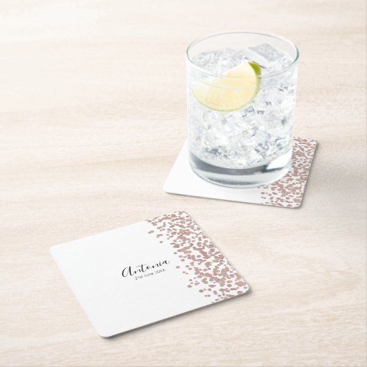 スクリプトエレガント名誕生日 スクエアペーパーコースター (インサイチュ)