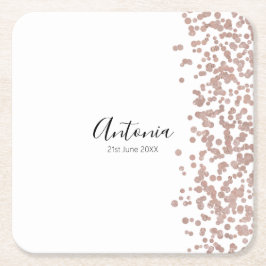 スクリプトエレガント名誕生日 スクエアペーパーコースター