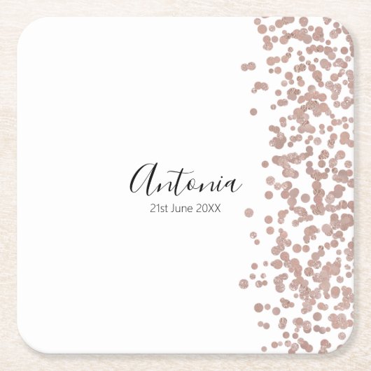 スクリプトエレガント名誕生日 スクエアペーパーコースター (正面)