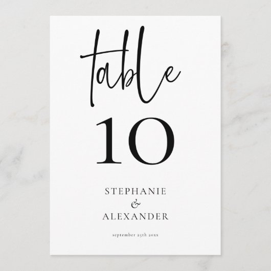 スクリプトエレガント名Date任意の色テーブル番号 招待状 (正面)