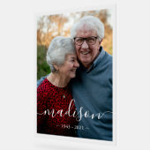 スクリプトエレガント名Photo Memorial Keepsake アクリルサイン (傾斜)