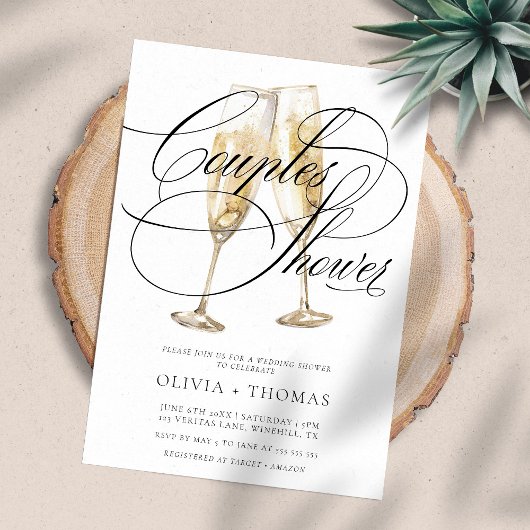 スクリプトエレガント婚約パーティカップルのシャワー 招待状