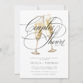 スクリプトエレガント婚約パーティカップルのシャワー 招待状 (正面)