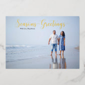 スクリプトエレガント季節のごあいさつパーソナライズされた 箔シーズンカード (正面)