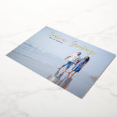 スクリプトエレガント季節のごあいさつパーソナライズされた 箔シーズンカード (回転した状態)