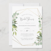 スクリプトエレガント幾何学的な緑のブライダルシャワー 招待状 (正面)