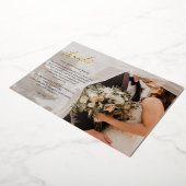 スクリプトエレガント手書き写真ありがとう 箔招待状 (回転した状態)