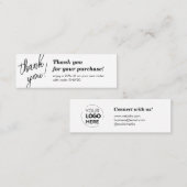 スクリプトエレガント手書き手書き感謝の白 スキニー名刺 (正面/裏面)