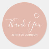 スクリプトエレガント文字名ハートピンク ラウンドシール (正面)