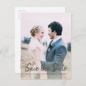 スクリプトエレガント日付の保存婚約写真 案内ポストカード (正面/裏面)