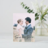 スクリプトエレガント日付の保存婚約写真 案内ポストカード (スタンド正面)