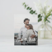 スクリプトエレガント日付の保存婚約写真 案内ポストカード (スタンド正面)