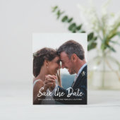 スクリプトエレガント日付の保存婚約写真 案内ポストカード (スタンド正面)