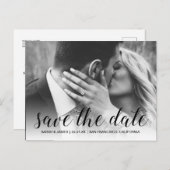 スクリプトエレガント日付の保存婚約写真 案内ポストカード (正面/裏面)