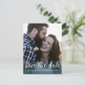 スクリプトエレガント日付の保存婚約写真 案内ポストカード (スタンド正面)