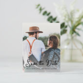 スクリプトエレガント日付の保存婚約写真 案内ポストカード (スタンド正面)