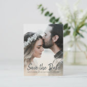 スクリプトエレガント日付の保存婚約写真 案内ポストカード (スタンド正面)
